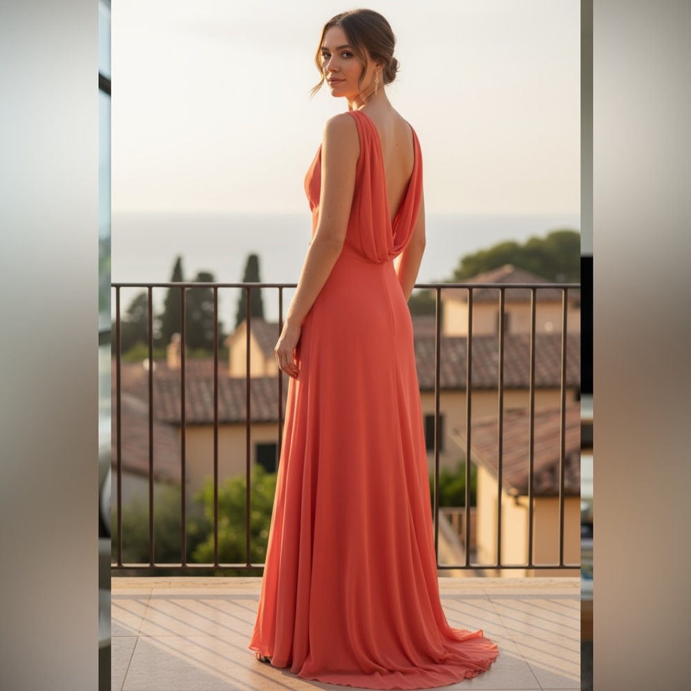 Evening gown elegant coral size 4